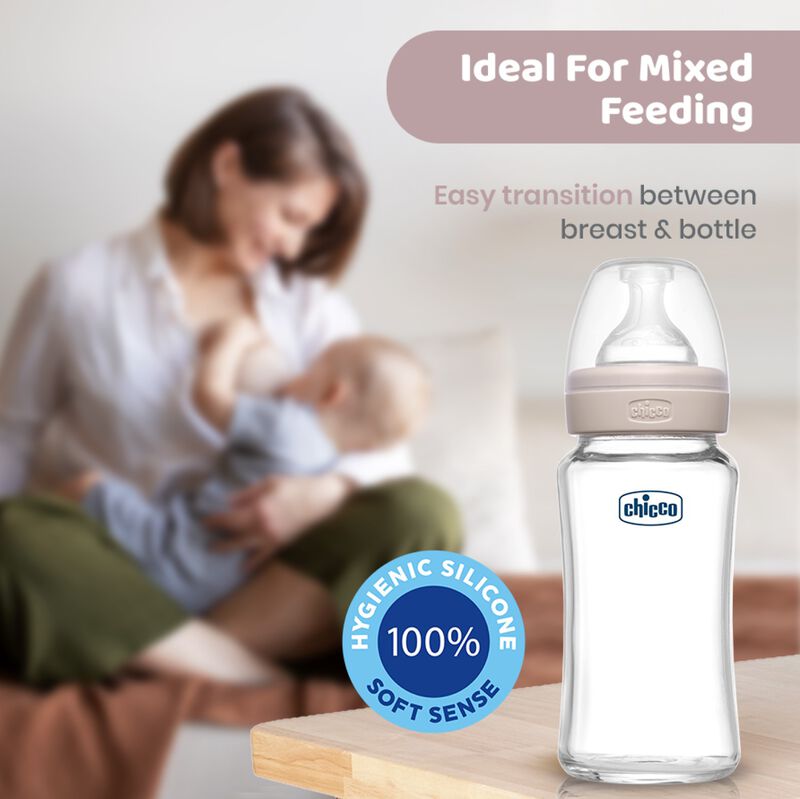 Well-Being Glass Feeding Bottle (240ml, Medium Flow) (Neutral) image number 5